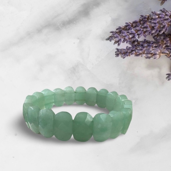 Aventurine Crystal Bracelet, Natural Aventurine Rectangle Shape Bracelet - Picture 2 of 3